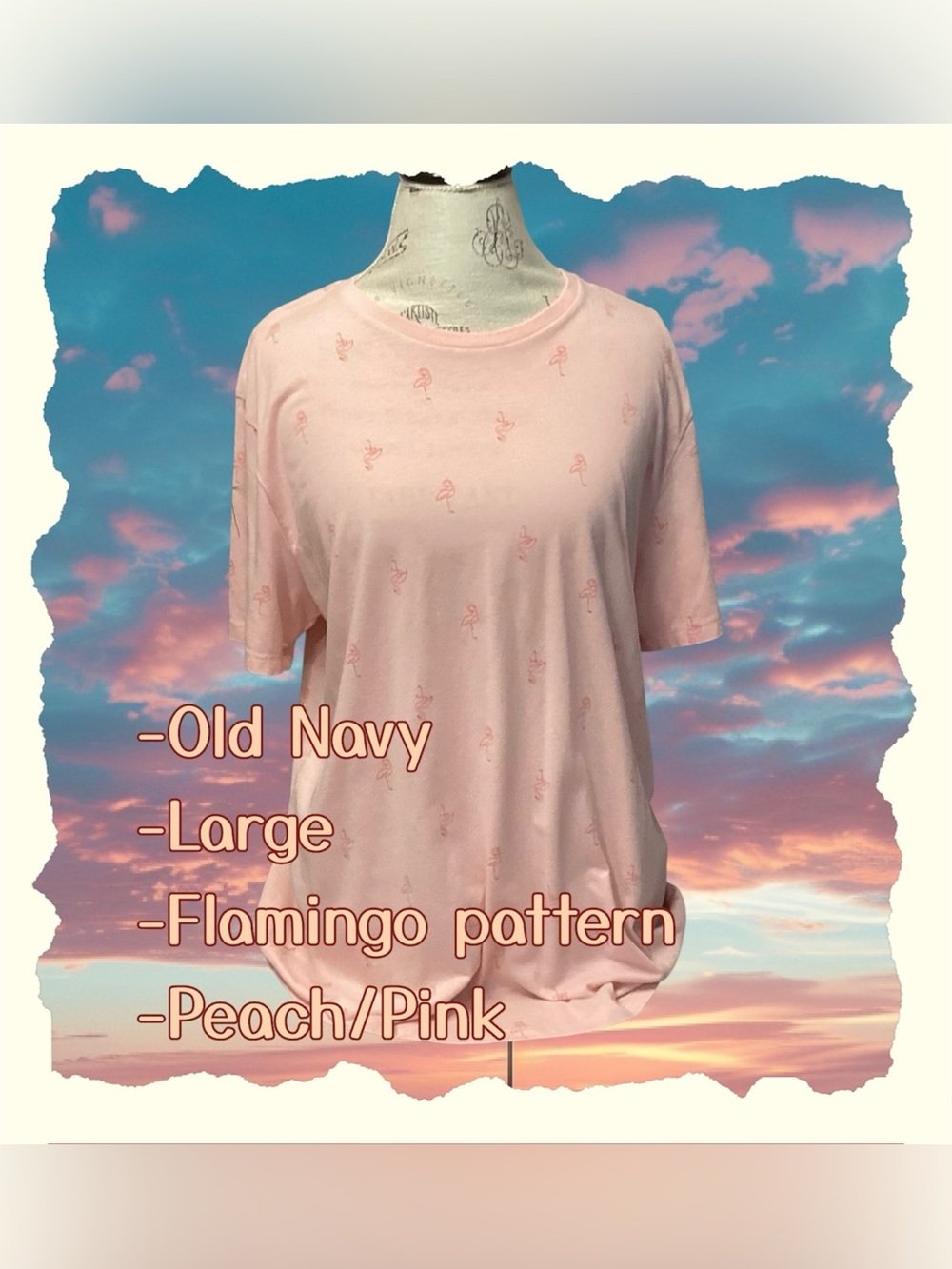 Flamingo pattern Top Large Old Navy short sleeve crewneck Soft Washed